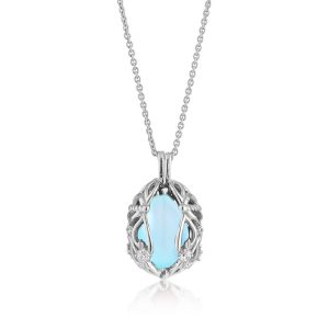 Smykke Æg med Aqua Calcedon