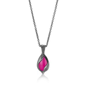 Lille oxideret Smykke Æg med Pink Onyx
