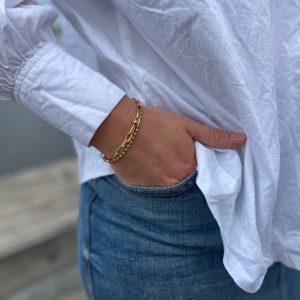Armbånd i forgyldt stål med 2 kæder