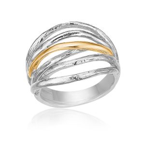 Sølvring med detalje i 14 karat massiv guld