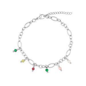 Armbånd i stål med ædelsten