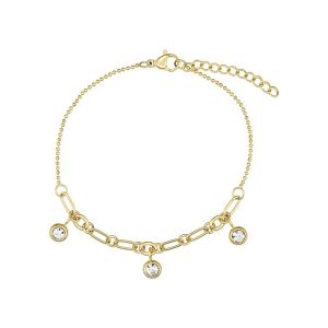 Armbånd i forgyldt stål med zirkonia og kugler