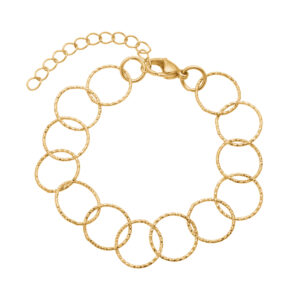 Armbånd i stål med fine ringe, belagt med 14 K guld